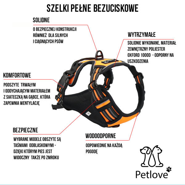 Celoreflexní Postroj Pro Psy Xl Černý