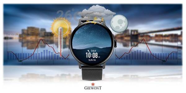 Dámské chytré hodinky Giewont GW330-3 Black-Black Silicone Strap + Black Bracelet