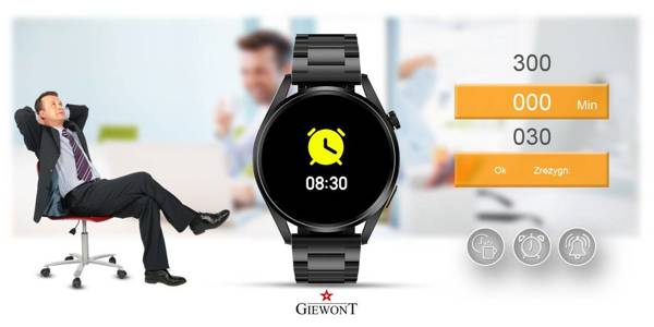 Giewont GW450-1 Smartwatch Black + Black Silicone Strap