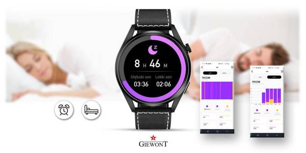 Giewont GW450-2 Smartwatch Black + Black Leather Strap