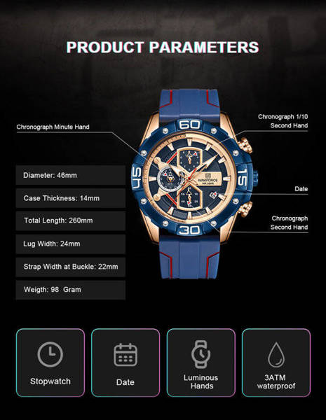 Pánské Hodinky Nf8018t – Chronograf (Zn123e) + Krabička