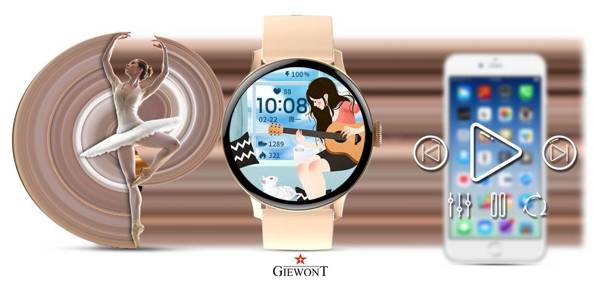 Smartwatch Giewont Pink GW330-1 Rose Gold-Pink Powder Silicone Strap + Rose Gold Bracelet