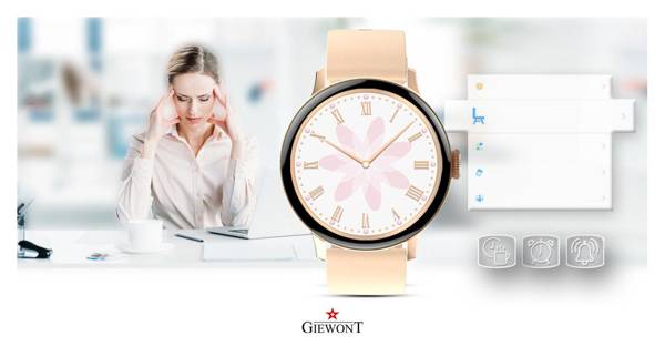 Smartwatch Giewont Pink GW330-1 Rose Gold-Pink Powder Silicone Strap + Rose Gold Bracelet