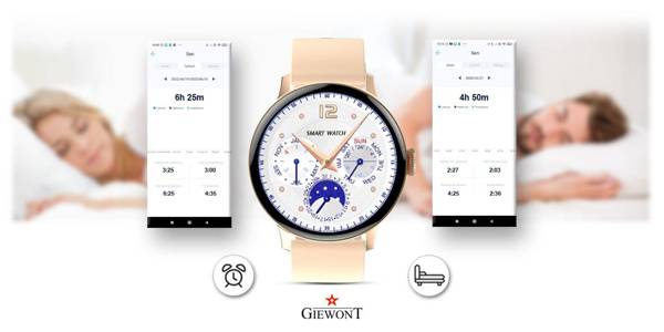 Smartwatch Giewont Pink GW330-1 Rose Gold-Pink Powder Silicone Strap + Rose Gold Bracelet