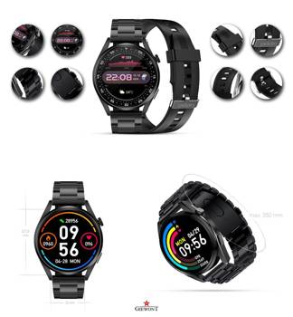 Giewont GW450-1 Smartwatch Black + Black Silicone Strap