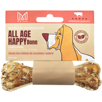 MERSJO kost s králičím masem a prebiotikem 10 cm - pro štěňata a seniory