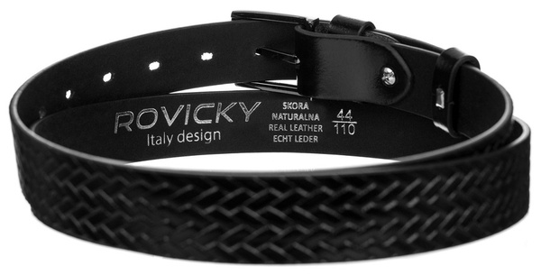 Pánský pásek z přírodní lícové kůže s copánkovým vzorem