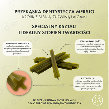 Dentální pamlsek pro psy Dental Sticks Mersjo Hovězí Řasy Zelené Čaj 28 ks