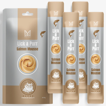 Pamlsek pro kočky – Lick & Purr: Lososová pěna Mersjo 60g