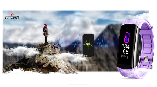 Náramek Giewont Black GW200-8 + řemínek Light Purple