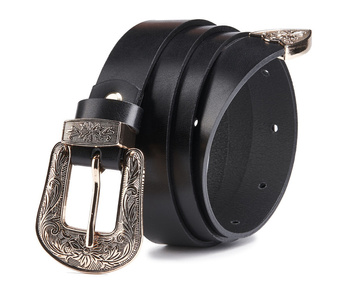 Dámský pásek s ozdobnou kovovou sponou