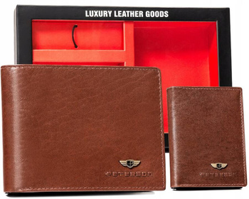 Dárková sada: elegantní kožená peněženka, pouzdro na karty a klíčenka