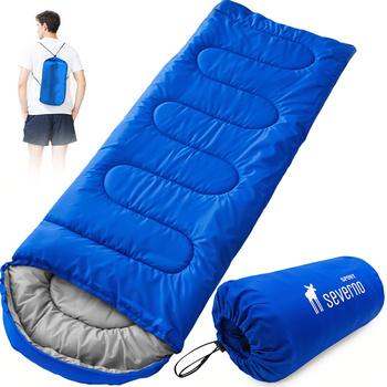 Turistický spací pytel mumiového typu s kapucí SUMMER CAMP 210x75 cm modrý + obal