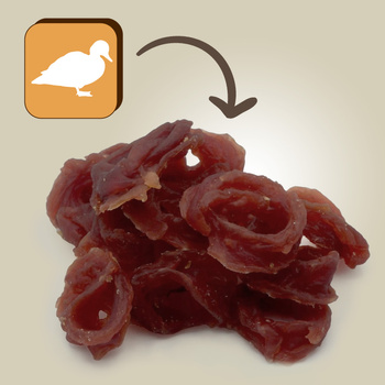 Pochoutka pro psy - Mersjo měkké sušené kachní kroužky 500g