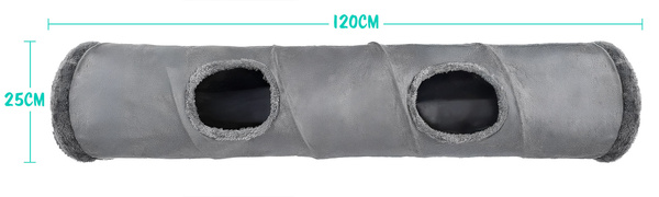 Tunel pro kočky, interaktivní hračka 2 v 1, SUBWAY, 120x25 cm, šedý