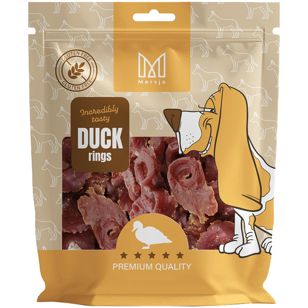Pochoutka pro psy - Mersjo měkké sušené kachní kroužky 500g