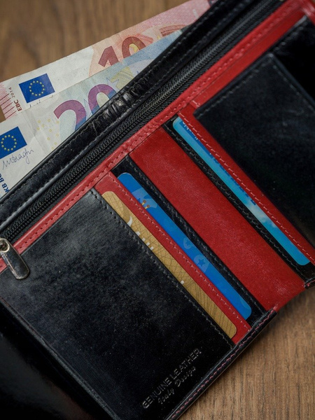 Pánská kožená vertikální peněženka z dvoubarevné přírodní kůže RFID - Rovicky
