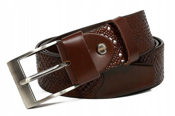 Klasický opasek z pravé kůže zdobený reliéfem hadí kůže - Rovicky