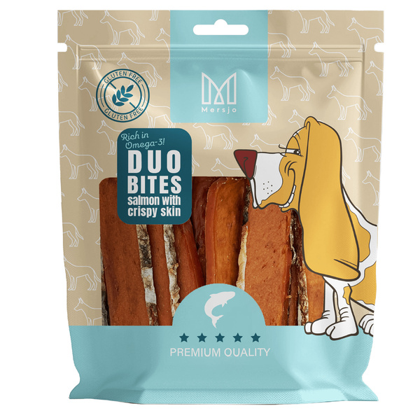 Pamlsek pro psy Duo Flavors – Losos s křupavou kůží Mersjo 200g