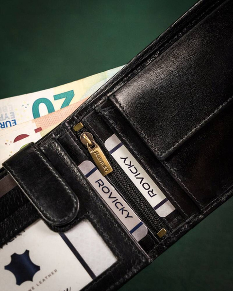 Elegantní, kožená pánská peněženka bez vnějšího zapínání