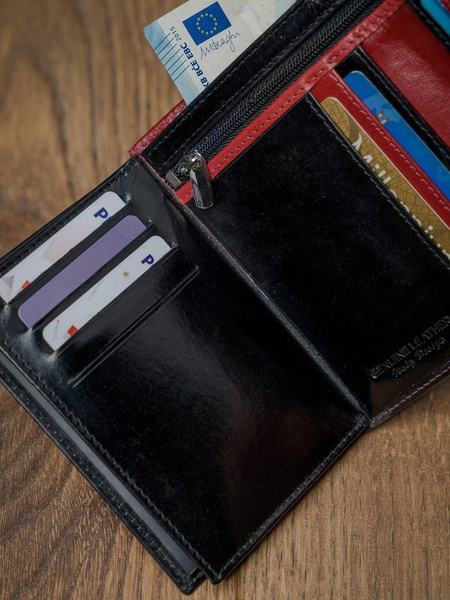 Pánská kožená vertikální peněženka z dvoubarevné přírodní kůže RFID - Rovicky