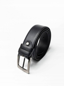 Klasický hladký pánský opasek s tradiční stříbrnou sponou - Rovicky