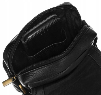 Pánská kožená messenger taška s vnější kapsou na zip