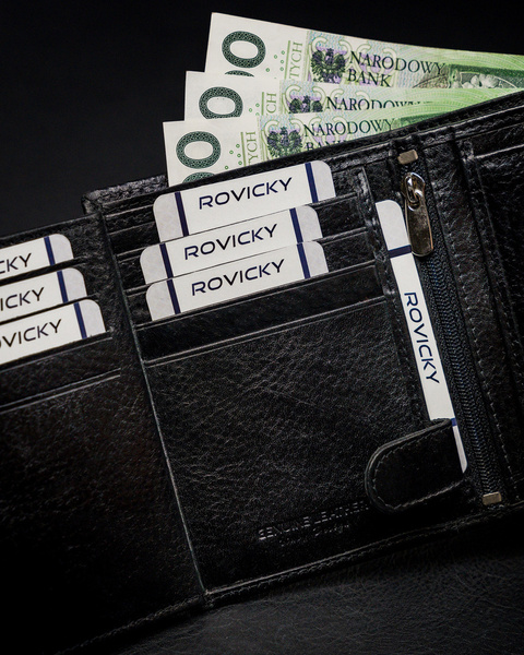 Klasická vertikální pánská peněženka z přírodní kůže s technologií RFID