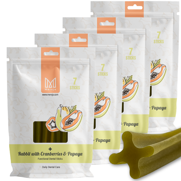 Dentální pamlsek pro psy Dental Sticks Mersjo Hovězí Řasy Zelené Čaj 28 ks