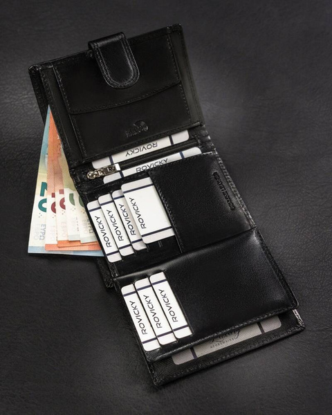 Kožená, vertikální pánská peněženka se zapínáním na patentky
