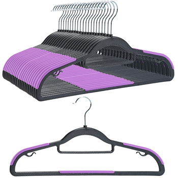 Sada věšáků s protiskluzovým uzávěrem SOFTY 20 ks černá/fialová