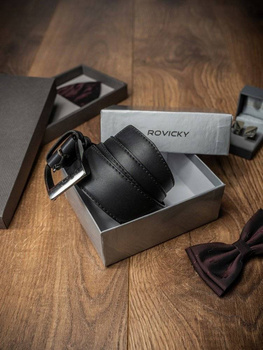 Klasický hladký pánský opasek s tradiční stříbrnou sponou - Rovicky