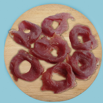 Pochoutka pro psy - Mersjo měkké sušené kachní kroužky 500g