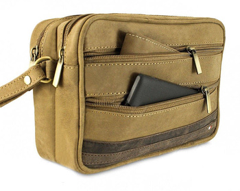 Pánská kožená taška z nubuku se šňůrkou