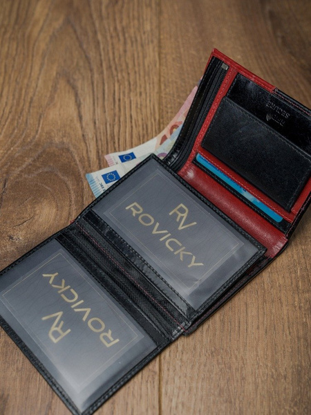 Pánská kožená vertikální peněženka z dvoubarevné přírodní kůže RFID - Rovicky