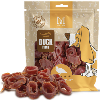 Pochoutka pro psy - Mersjo měkké sušené kachní kroužky 500g