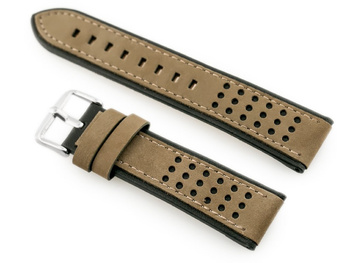 Kožený Řemínek K Hodinkám W80 Béžová/Černá - 20mm