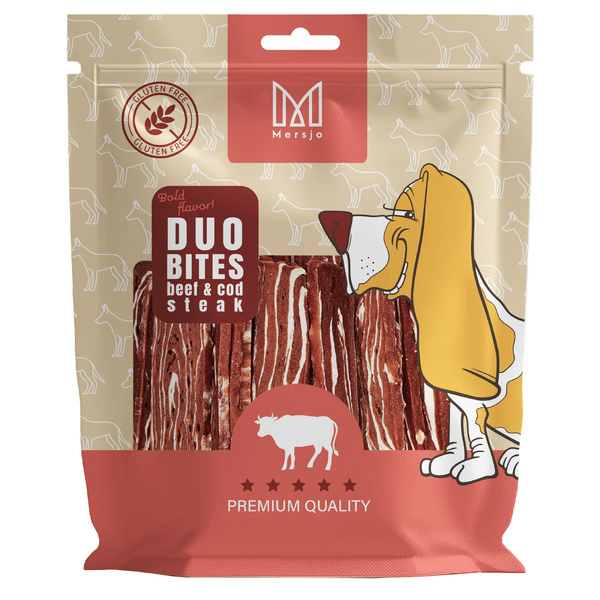 Pamlsek pro psy Duo Flavors – Hovězí steak s treskou Mersjo 300g
